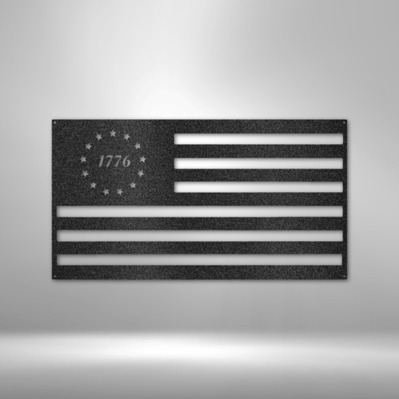 American Flag Sign 1776 Flag Steel Sign Laser Cut Powder Coated Home & Office Me